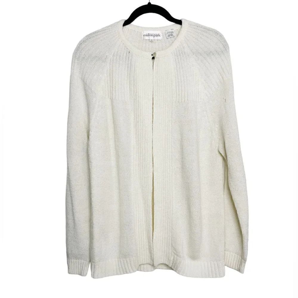 Easton Park Knit Open Front Cardigan Ivory White Size Large